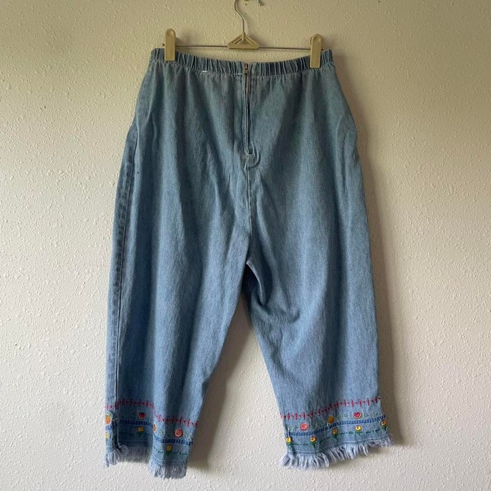 Vintage 90s Denim Embroidered Vest and Pants Set - Picture 7 of 7